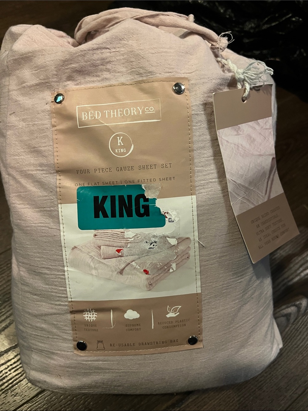 Bed Theory King Gauze Sheet Set — Blush Pink